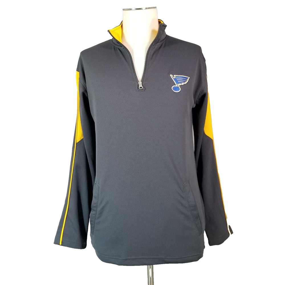 NHL Sweater Men Medium Gray St Louis Blues Quarter Zip Fleece Pullover Shirt